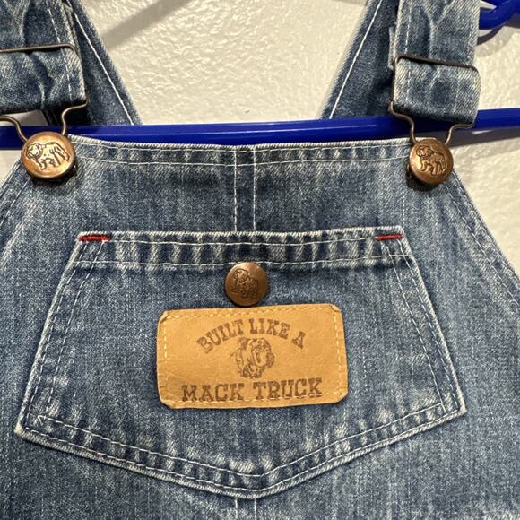 Vintage Baby Boy Bib Overalls Shorts Built Like A Mack Truck 18 Months USA Made - Picture 2 of 7